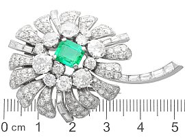 Emerald Floral Brooch with Diamonds Ruler