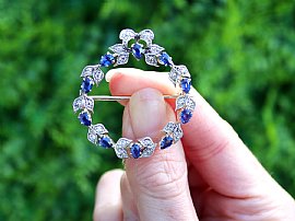 Sapphire Wreath Brooch with Diamonds outside