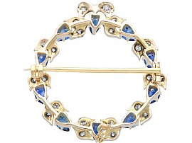 Sapphire Wreath Brooch with Diamonds reverse 