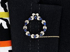 Wearing Image for Sapphire Wreath Brooch with Diamonds