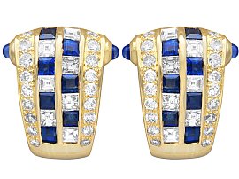 Yellow Gold Sapphire and Diamond Earrings