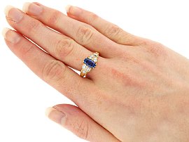 Edwardian Sapphire and Diamond Ring wearing