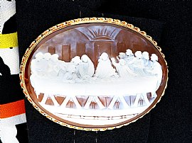 wearing last supper cameo brooch
