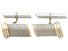18ct Yellow Gold and Steel Cufflinks by Cartier - Vintage Circa 1980; C8541