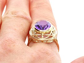 Oval Amethyst Ring in Gold Wearing