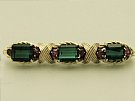 1.50 ct Ruby Tourmaline and 18ct Yellow Gold Brooch - Vintage Circa 1950