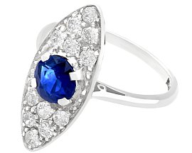 Marquise shape 1920s sapphire diamond ring