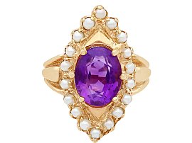 Vintage Pearl and Amethyst Yellow Gold Ring