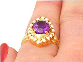 Vintage Pearl and Amethyst Ring Wearing
