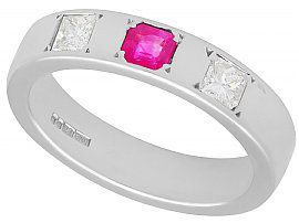 0.25ct Diamond and 0.13ct Ruby 18ct White Gold Ring - Contemporary 2003
