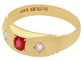 Gold Antique Ruby and Diamond Band in Gold