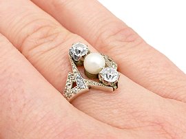 Diamond and Pearl Dress Ring Wearing