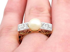 pearl diamond ring wearing