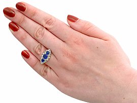 Wearing Antique Blue Sapphire and Diamond Ring