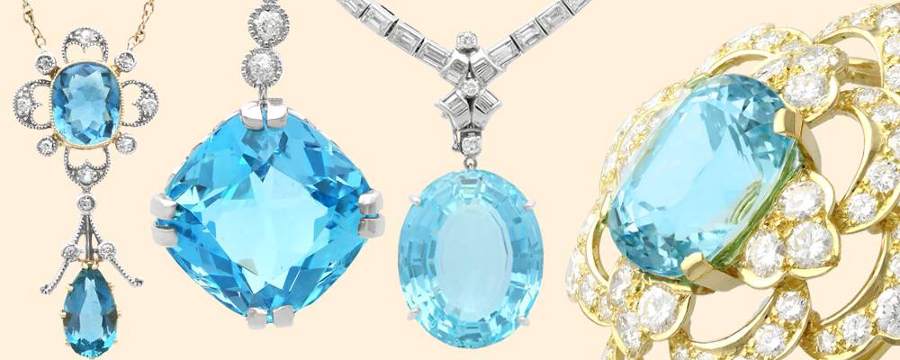 Aquamarine Diamond Necklace for sale