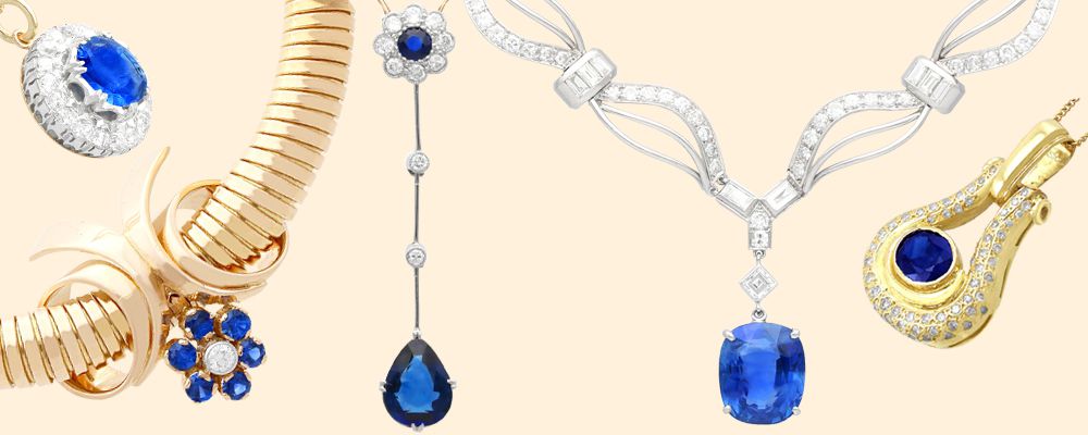 blue sapphire necklace for sale