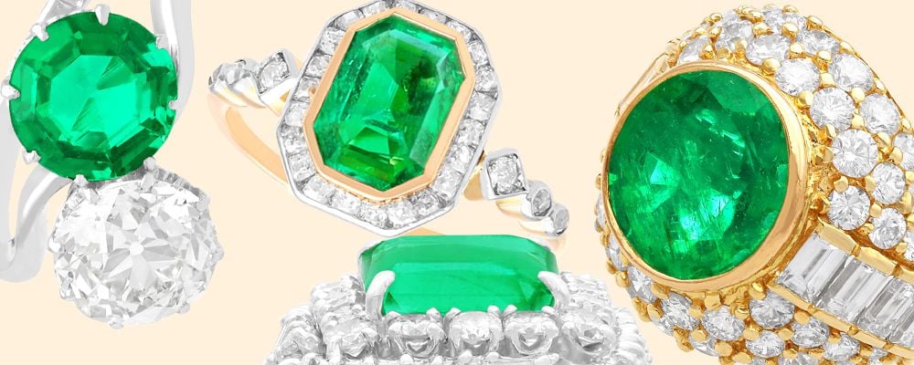Colombian emerald rings for sale