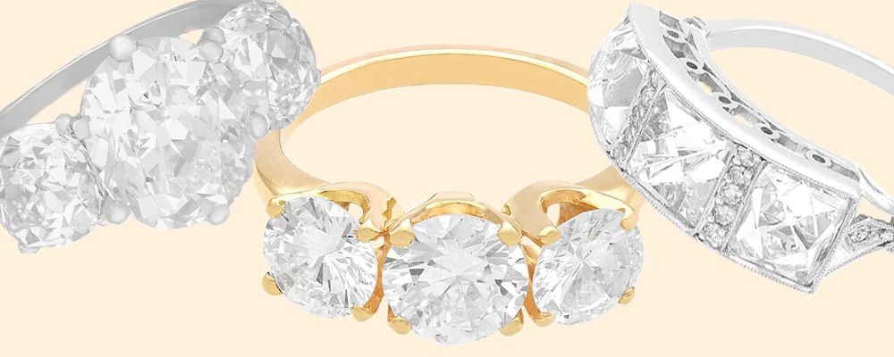 Diamond trilogy ring for sale