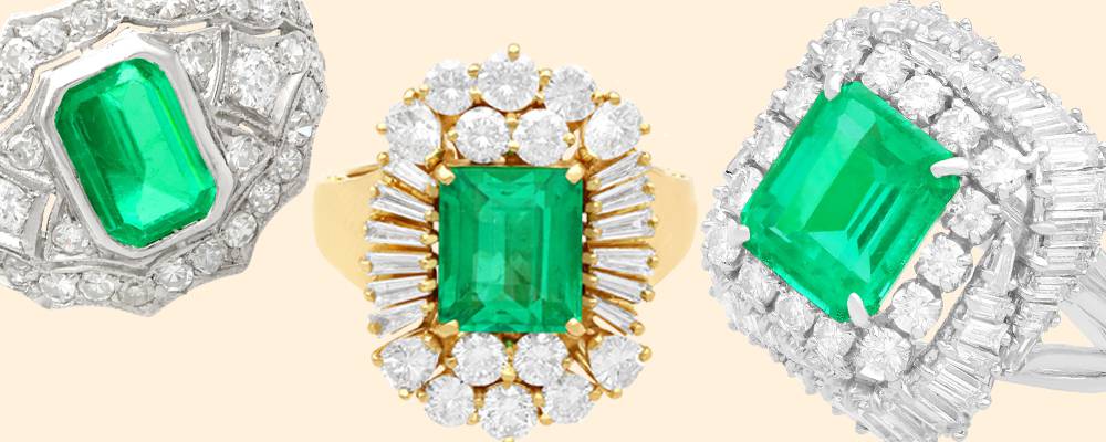 emerald cocktail rings for sale