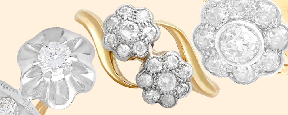 Floral Diamond Engagement Rings for Sale