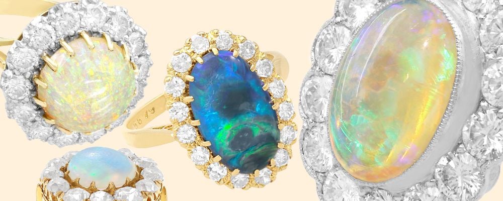 opal cluster rings for sale