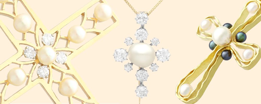 pearl cross pendant necklace for sale