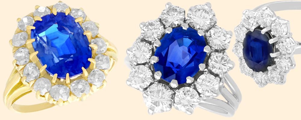 Sapphire rings like princess Dianas for sale