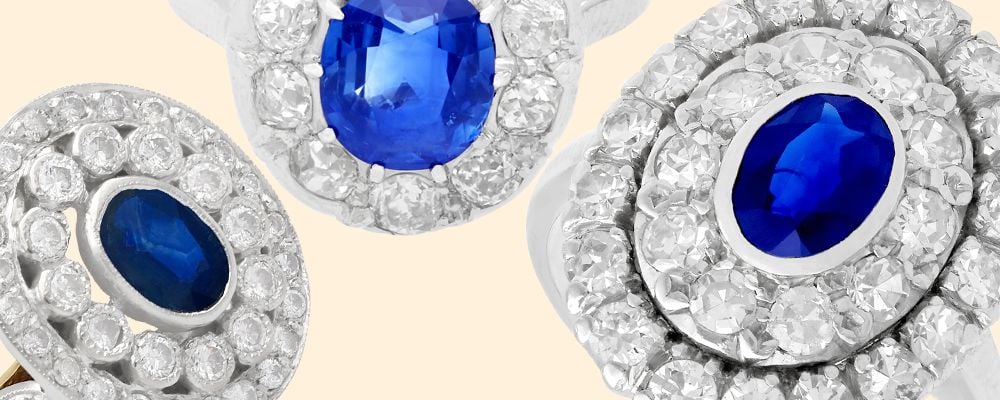 sapphire ring with diamond halo