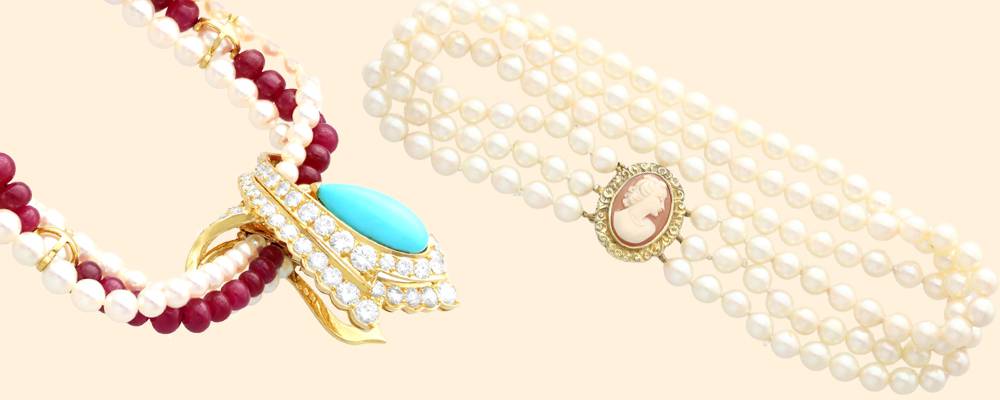 three strand pearl necklace for sale