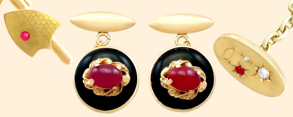 vintage ruby cufflinks for sale