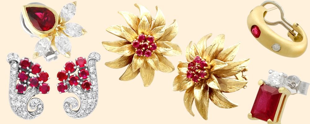 vintage and antique ruby earrings for sale