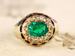 emerald diamond yellow gold ring