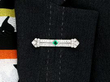 Emerald and Diamond Bar Brooch wearing