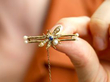 sapphire diamond pearl insect brooch