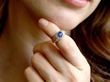 wearing Oval Cut Sapphire and Diamond Ring
