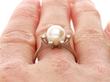 Cultured Pearl Ring on finger
