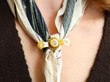 wearing yellow gold diamond brooch