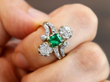 emerald Antique Twist Ring on finger
