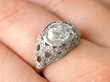 diamond cocktail ring on finger