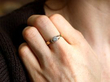 wearing bezel set diamond engagement ring