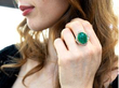 Cabochon Cut Emerald Ring wearing