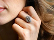 white gold diamond cluster ring wearing