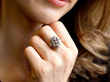 wearing white gold diamond cluster ring