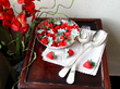 Sterling Silver Strawberry Dish and flatware