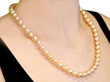 Single Strand Pearl Necklace on neck
