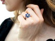Blue Sapphire and Diamond Platinum Ring wearing