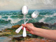Antique Salad Servers being held