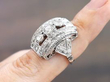 Art Deco Diamond Ring on finger
