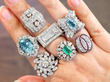 gemstone rings on hand