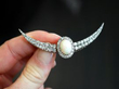 antique opal diamond crescent brooch